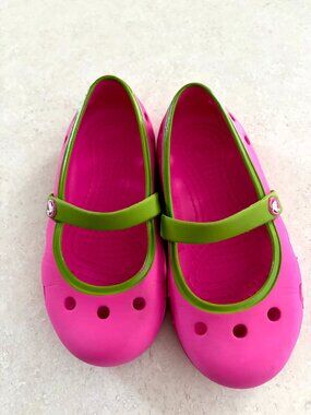 Girls Crocs Ballet Flats  Pink Green Size C8
